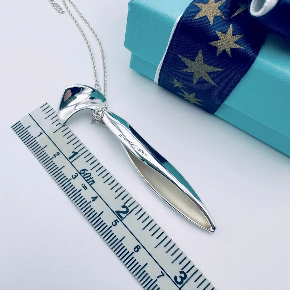 RARE Tiffany & Co. Frank Gehry 3” Large Orchid Necklace in Silver with Packaging